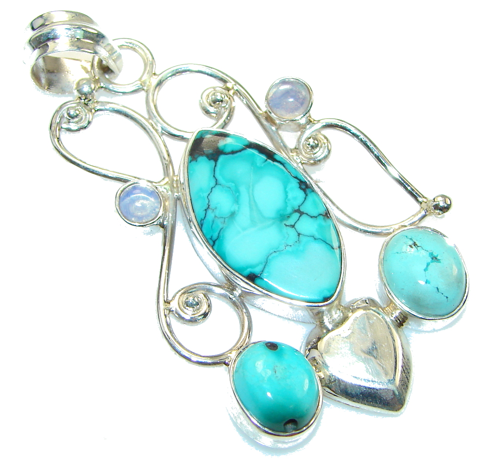 Amazing Color Of Turquoise Sterling Silver Pendant