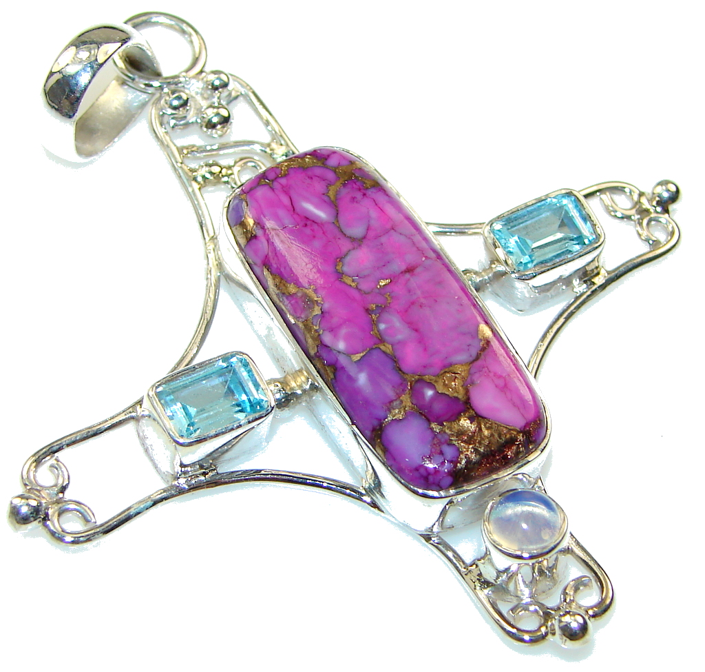 Amazing!! Purple Copper Turquoise Sterling Silver Pendant