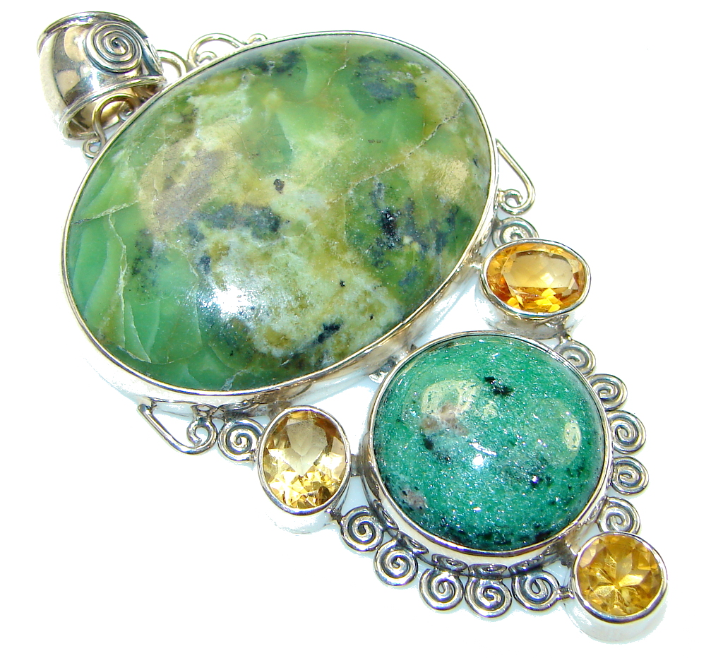 Green Island!! Ruby in Zoisite Sterling Silver Pendant