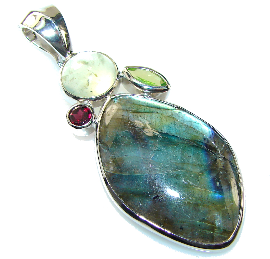Amazing Blue Fire Labradorite Sterling Silver Pendant