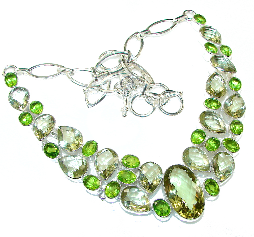 Summer Allure!! Yellow Citrine Sterling Silver Necklace
