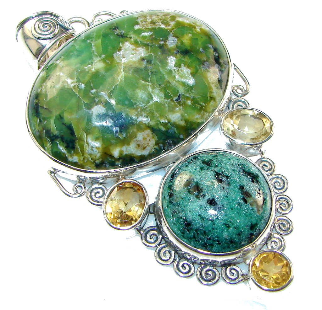 Perfect Island!! Ruby in Zoisite Sterling Silver Pendant