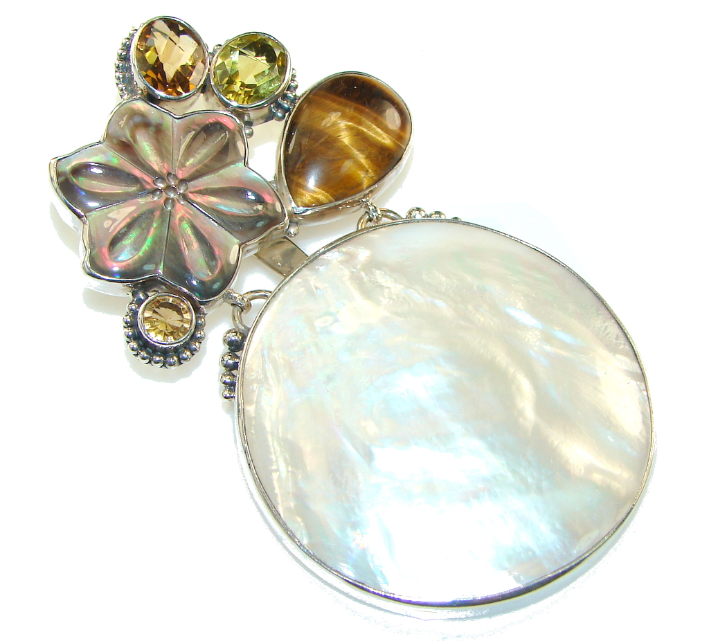 Large!! Fabulous Design! Blister Pearl Sterling Silver pendant