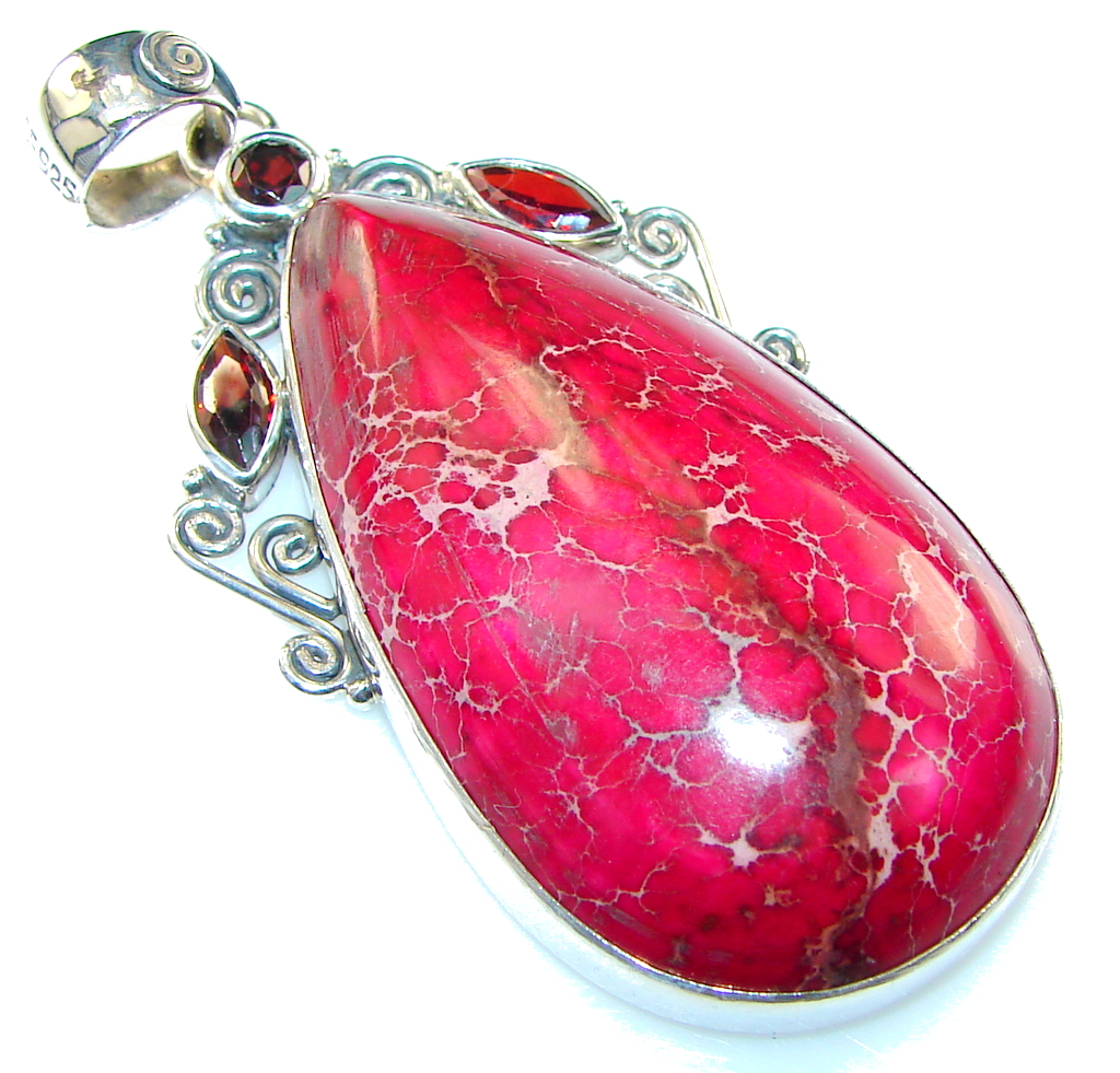 Amazing Color Of Sea Sediment Jasper Sterling Silver Pendant