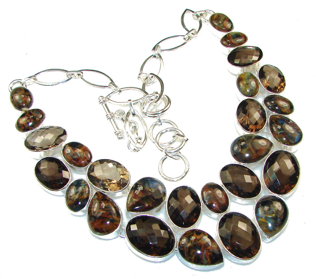 Touch Of Life!! Brown Smoky Topaz Sterling Silver necklace