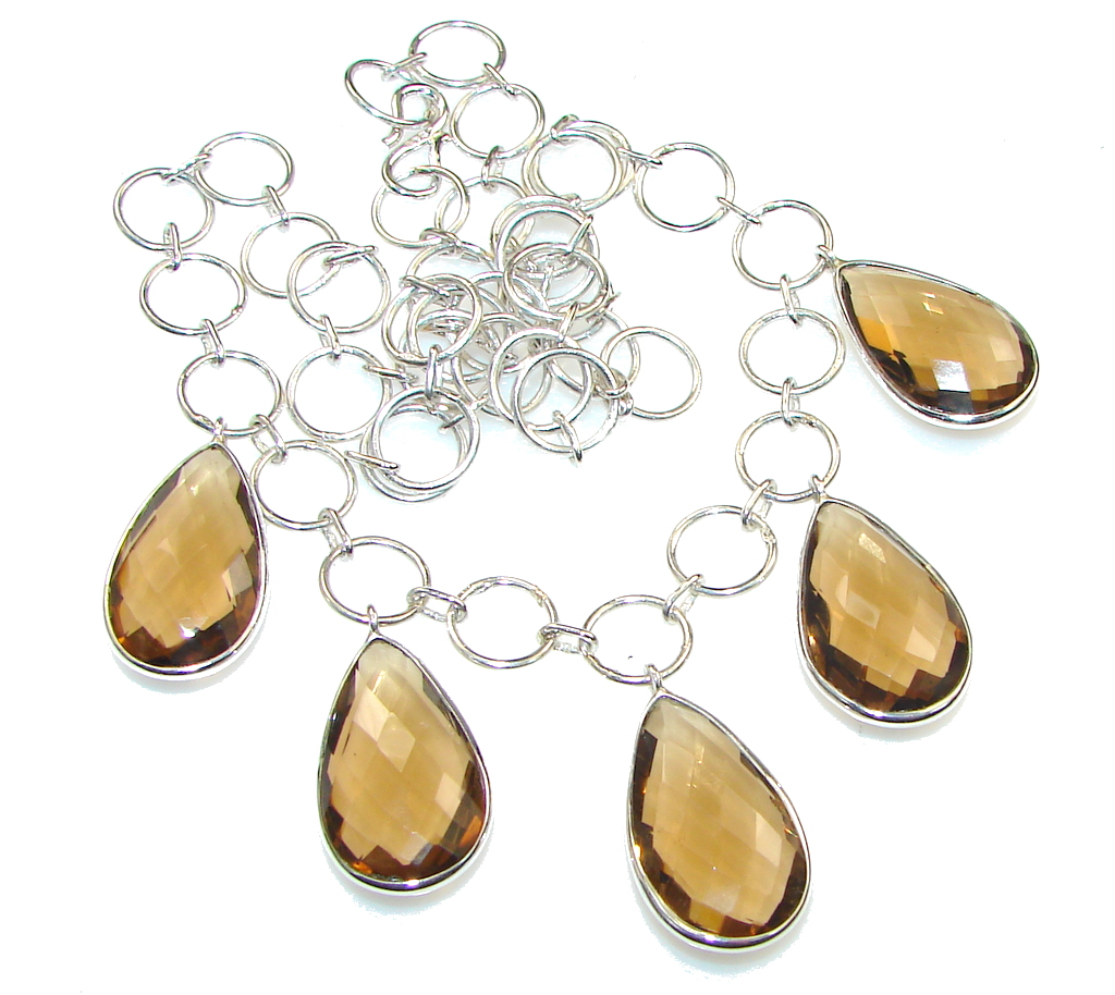 Delicate Design!! Brown Smoky Topaz Sterling Silver necklace