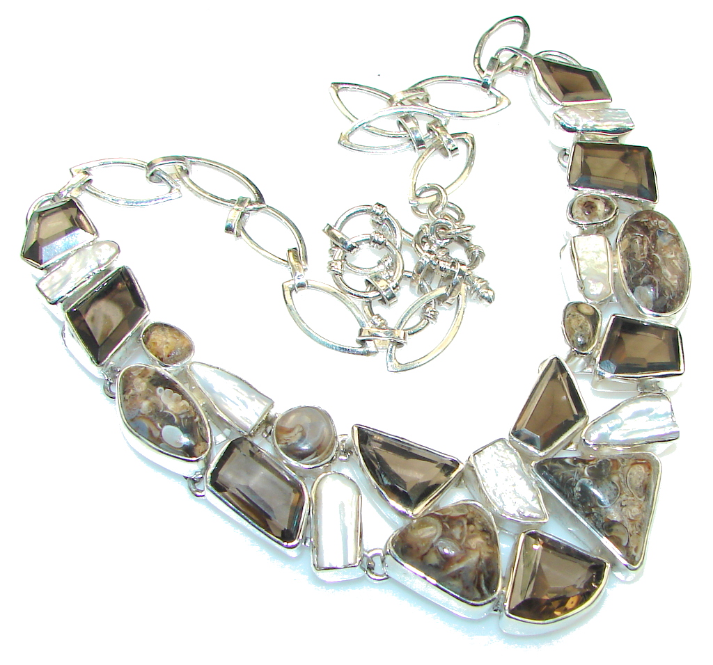 Wild Beauty! Brown Smoky Topaz Sterling Silver necklace