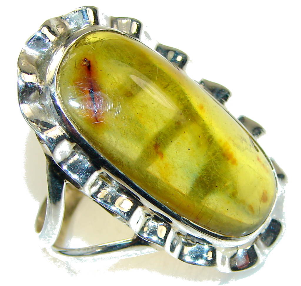 Big! Special Moment!! Polish Amber Sterling Silver Ring s. 11