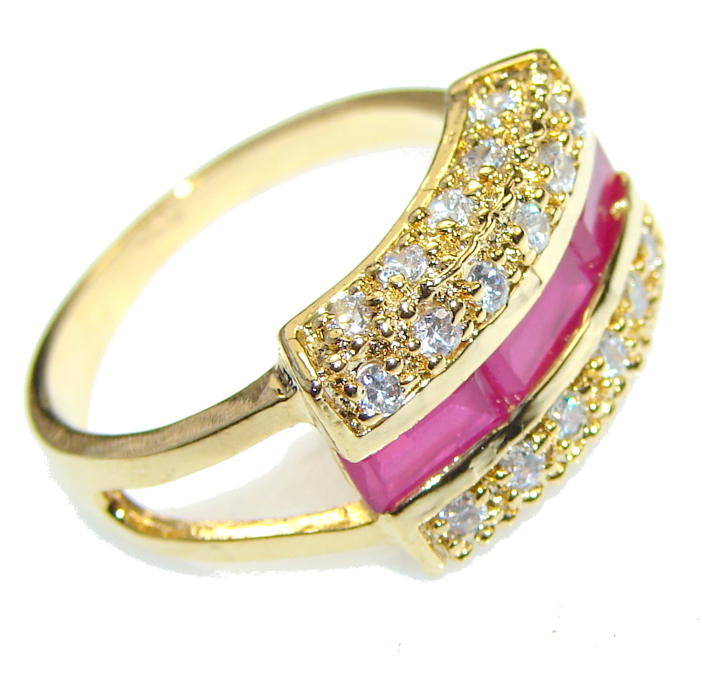 Celebrate Love!! Pink Ruby, Gold Plated Sterling Silver ring s. 8 1/2