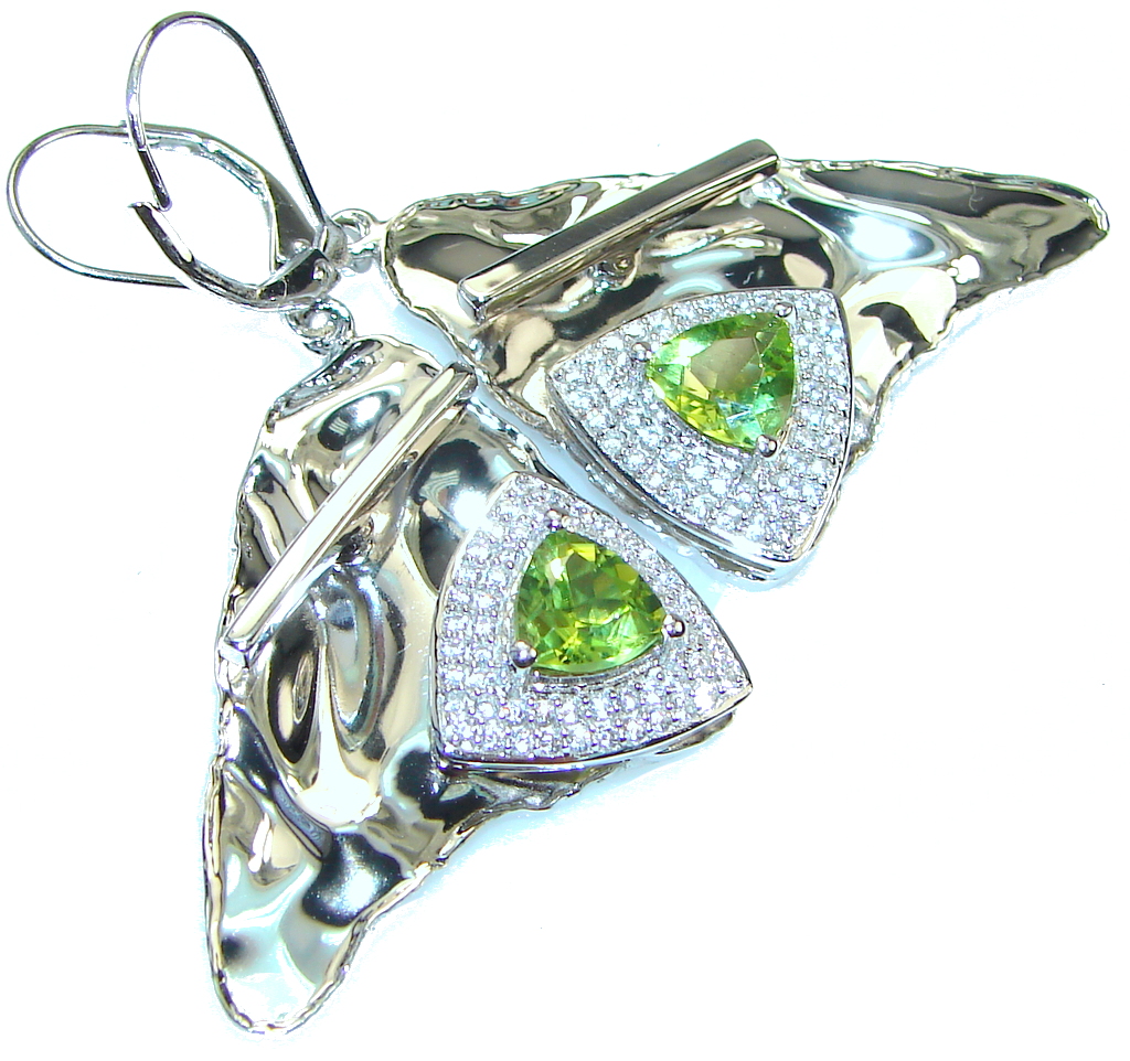 Chunky Exclusive Peridot Hammered Sterling Silver earrings