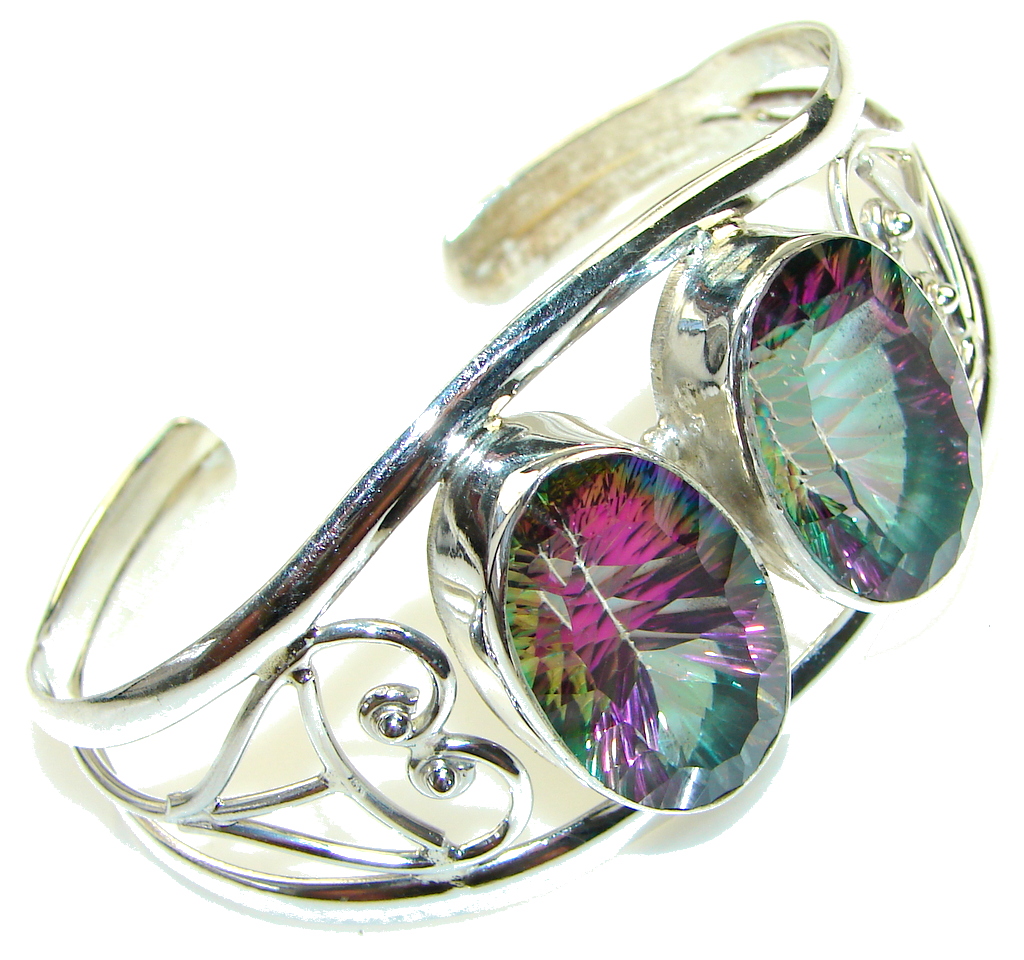 Love's Victory! Rainbow Magic Topaz Sterling Silver Bracelet / Cuff