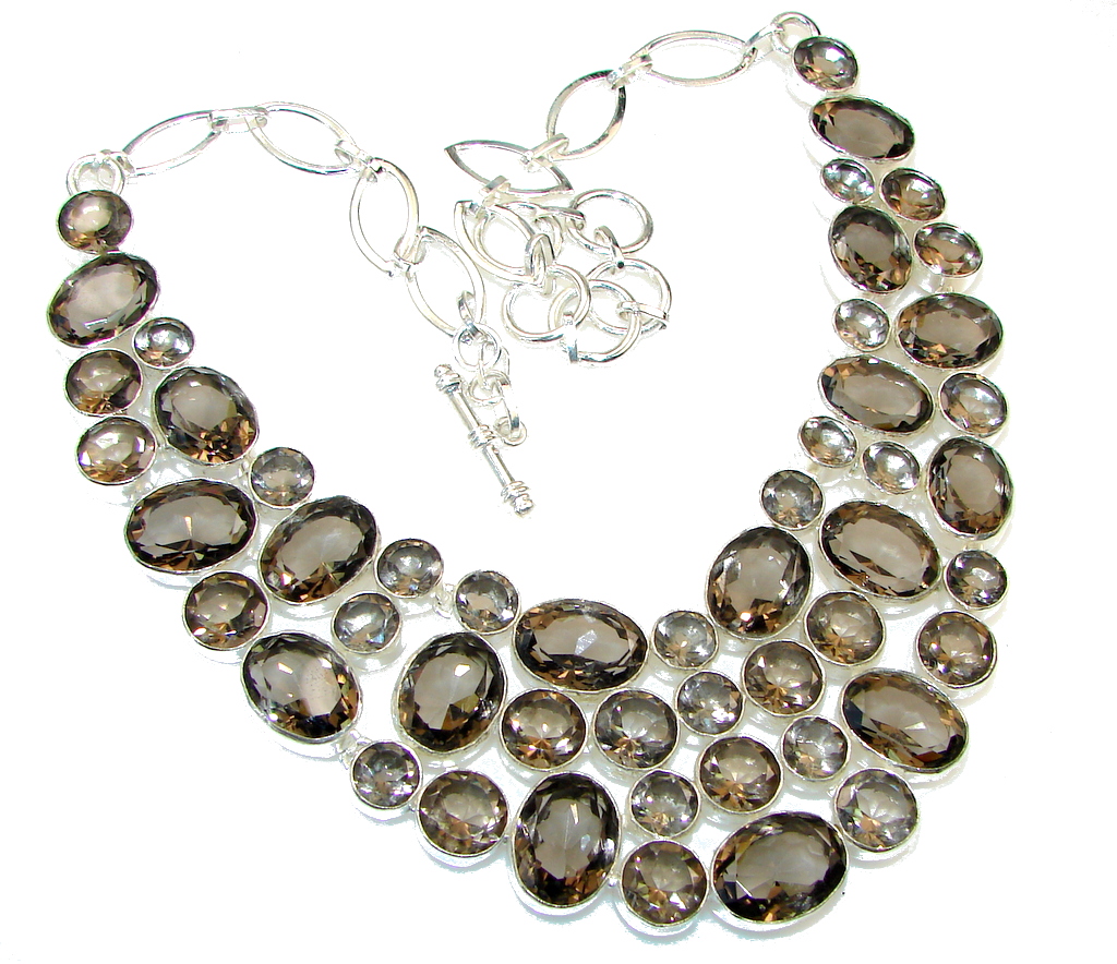 Falling In Love!! Brown Smoky Topaz Sterling Silver necklace