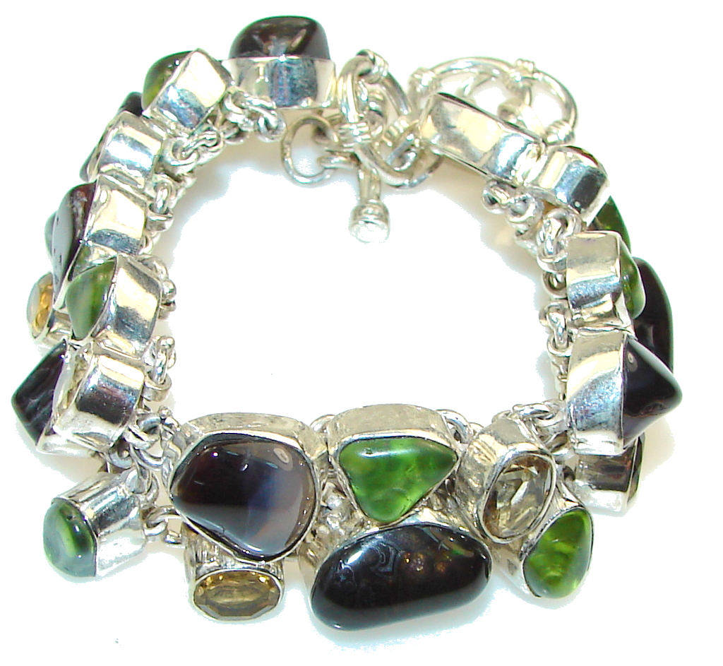 Aura Of Beauty!! Agate Sterling Silver Bracelet