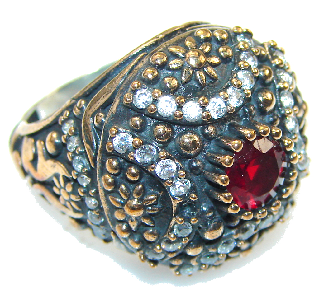 Store Of Love!! Red Garnet Quartz Sterling Silver Ring s. 6 1/2