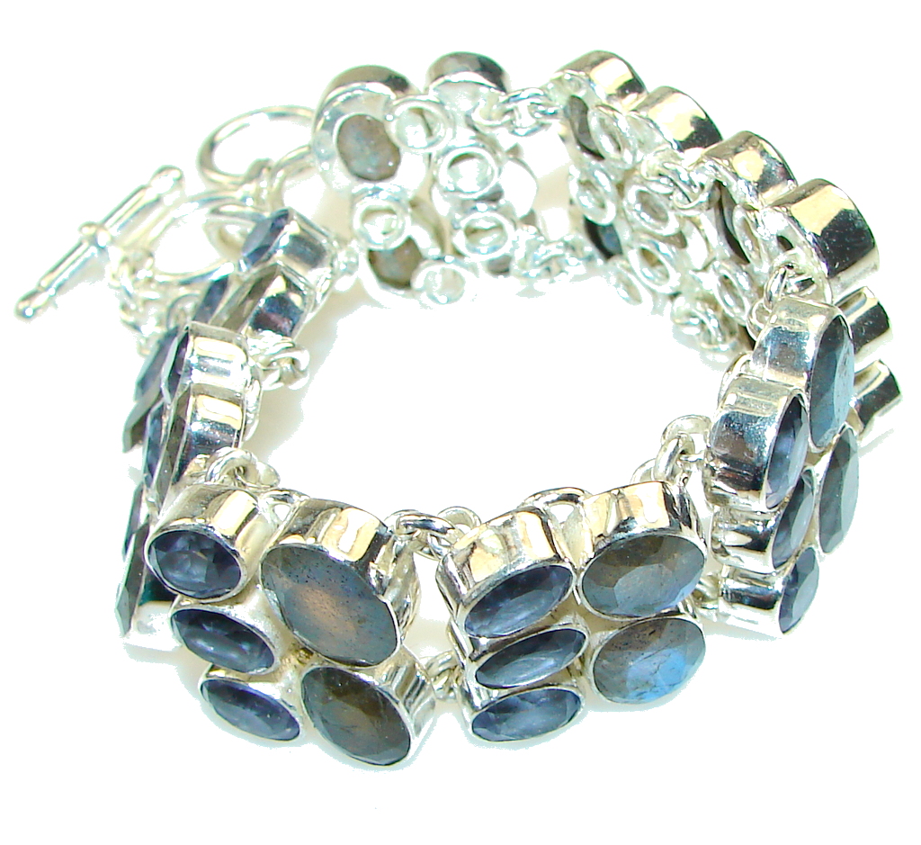 Fabulous Style!! Fire Labradorite Sterling Silver Bracelet