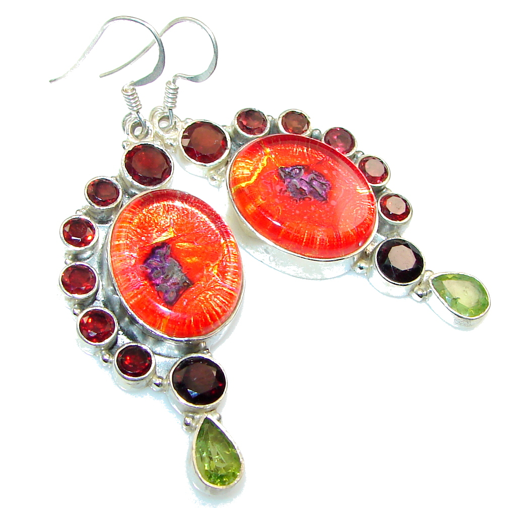 Fashion Dichroic Glass Sterling Silver earrings