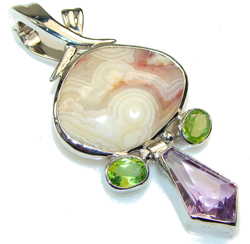 Awesome AAA Rosetta Picture Jasper Sterling Silver Pendant