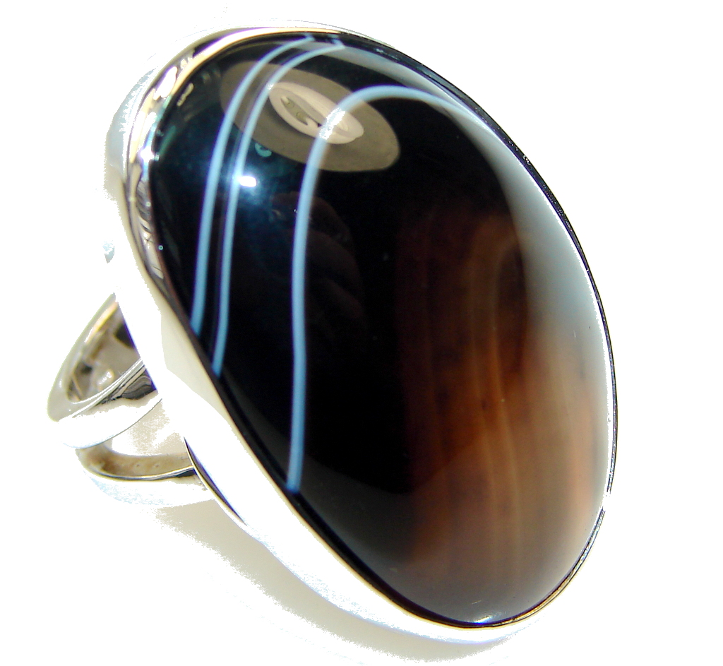 Mysteries! Botswana Agate Sterling Silver Ring s. 7 - Adjustable