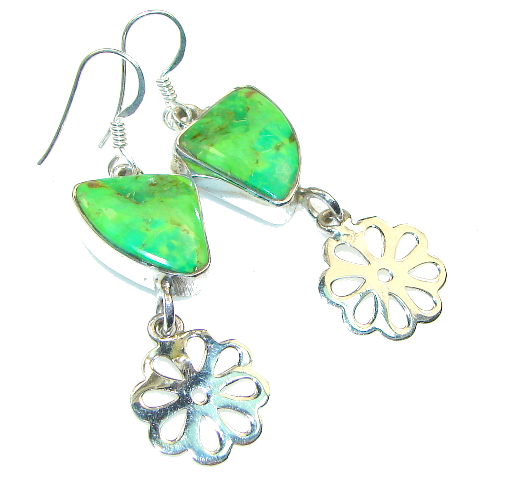 Fresh Green Turquoise Sterling Silver earrings