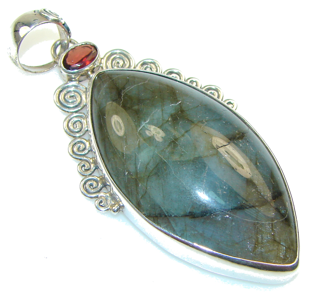 Vision! Blue Fire Labradorite Sterling Silver Pendant