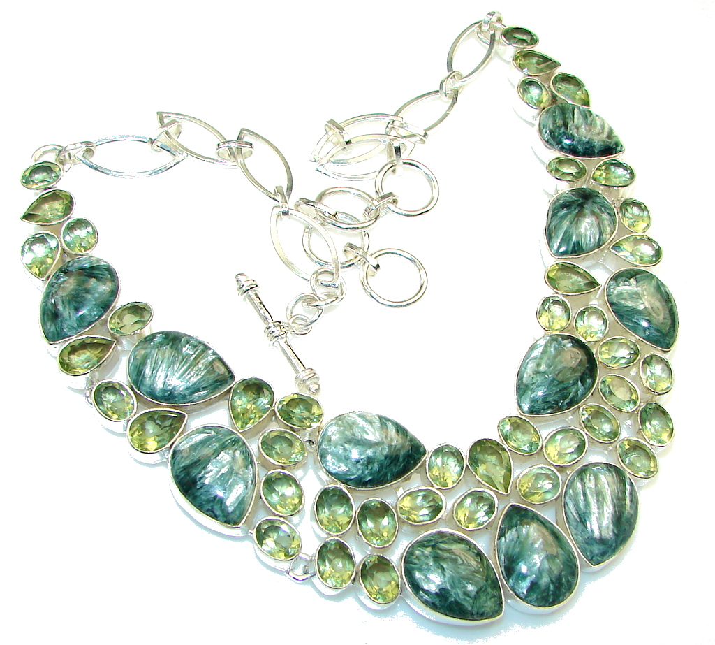 Empress Garden! Green Seraphinite Sterling Silver necklace