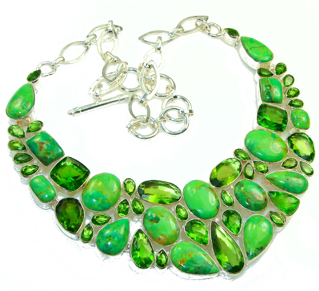 Annula In Green!! Copper Turquoise Sterling Silver necklace