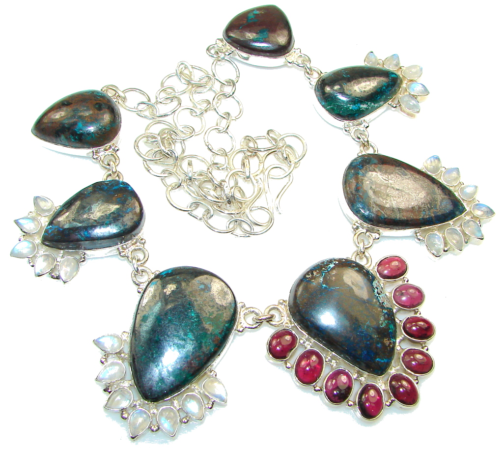Sky Garland!! Chrysocolla Sterling Silver Necklace