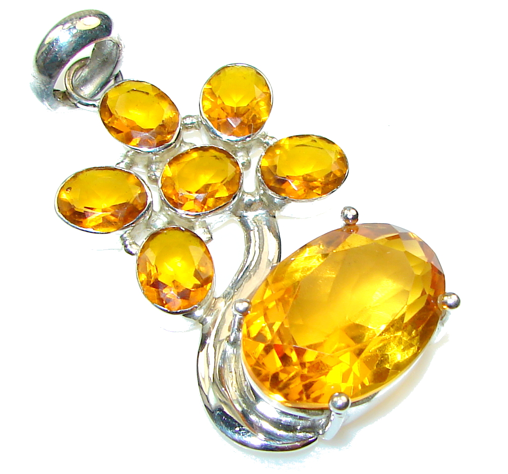 Amazing Color Of Honey Topaz Sterling Silver Pendant