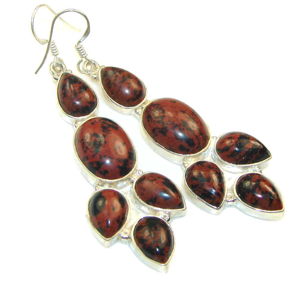 Big! Classy Red Obsidian Sterling Silver earrings