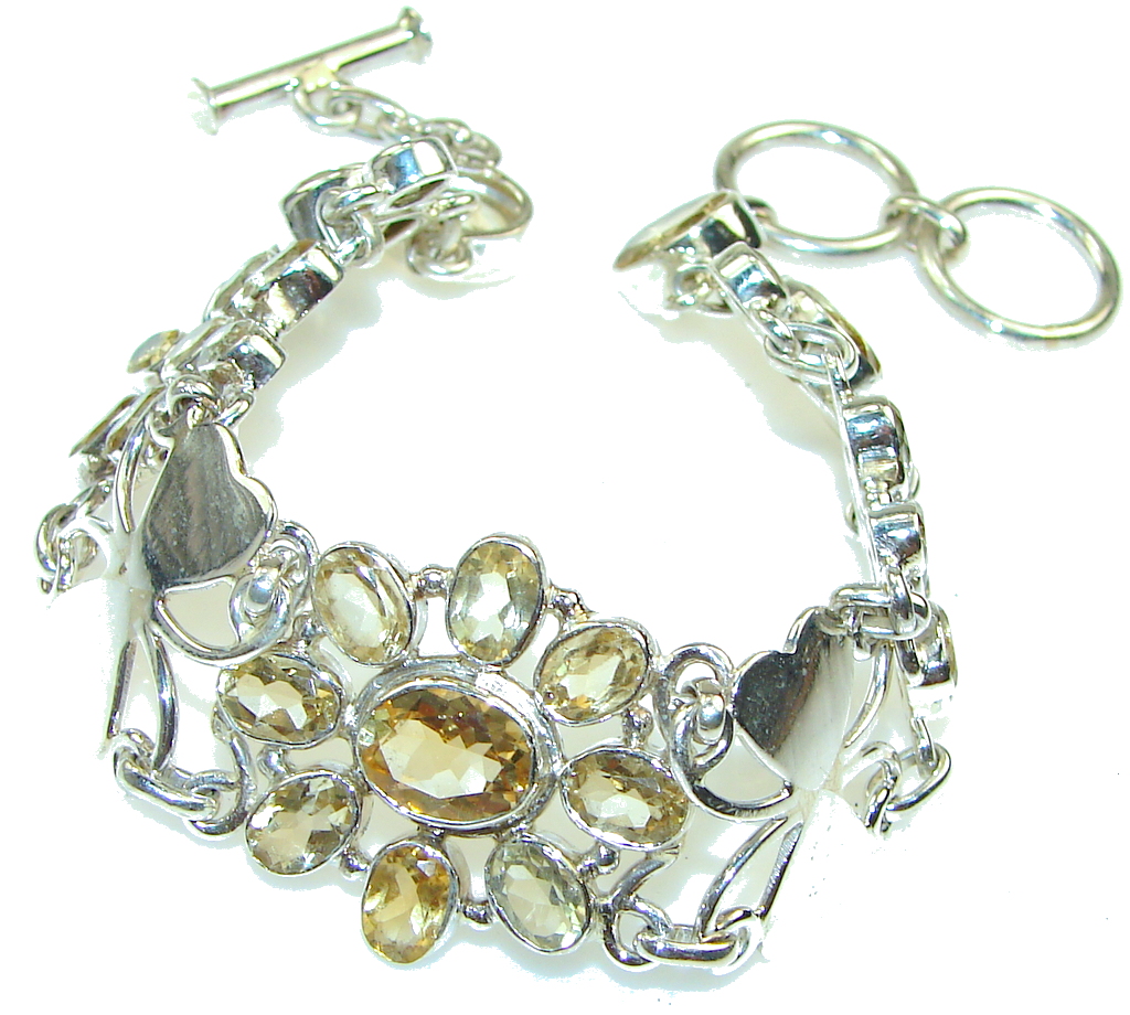 Perfect! Natural Yellow Citrine Sterling Silver Bracelet
