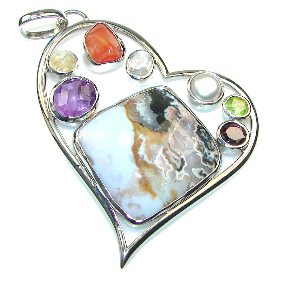 Big! Awesome Moss Montana Agate Sterling Silver Pendant