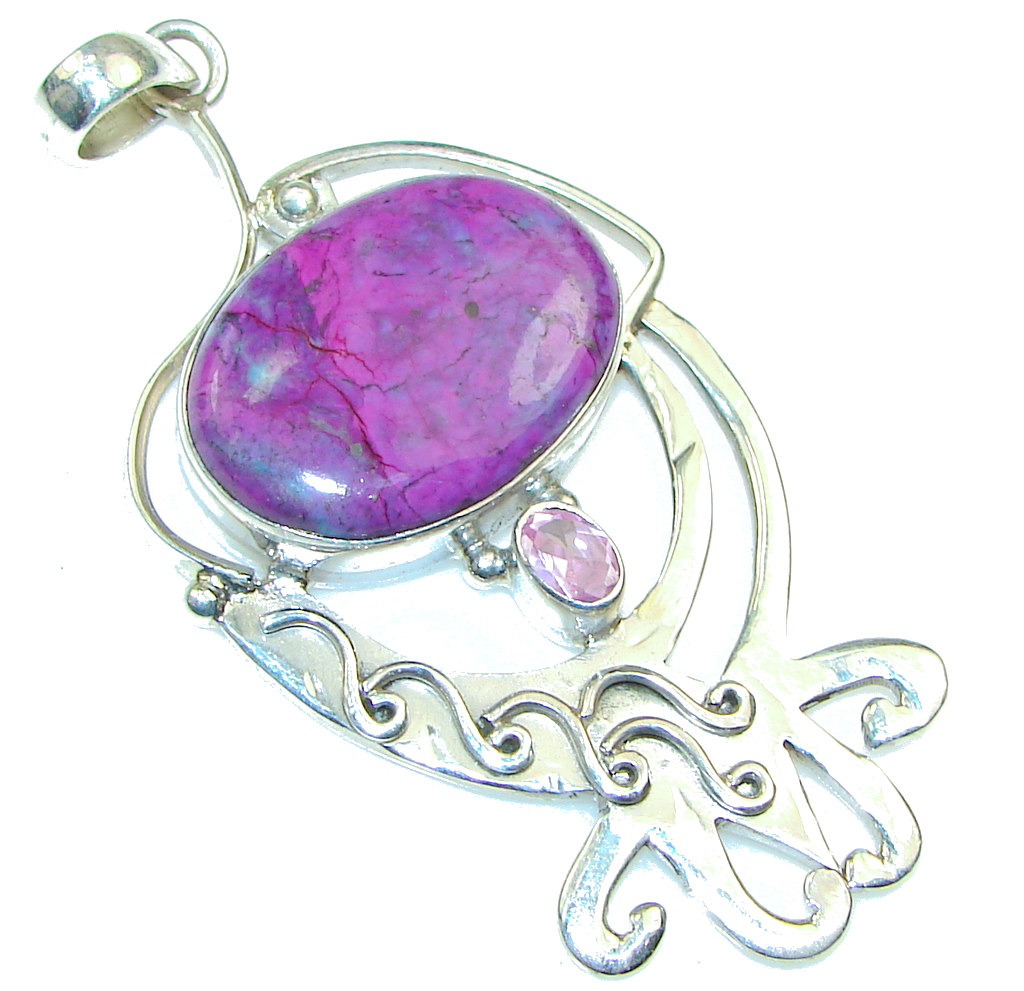 Big! Excellent Purple Turquoise Sterling Silver Pendant