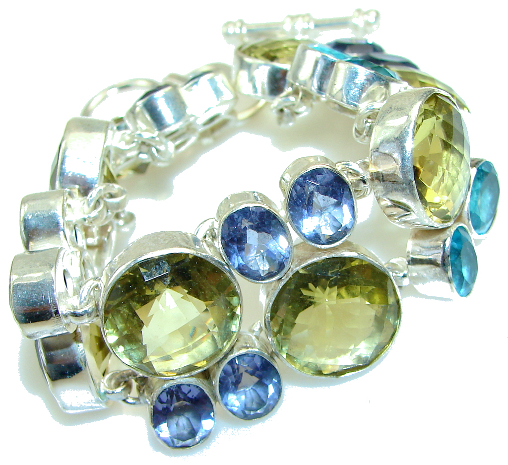 Fabulous Design!! Yellow Citrine Sterling Silver Bracelet