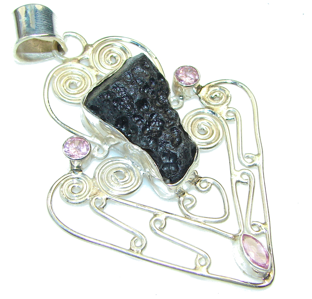 Big! Fashion Black Onyx Sterling Silver Pendant