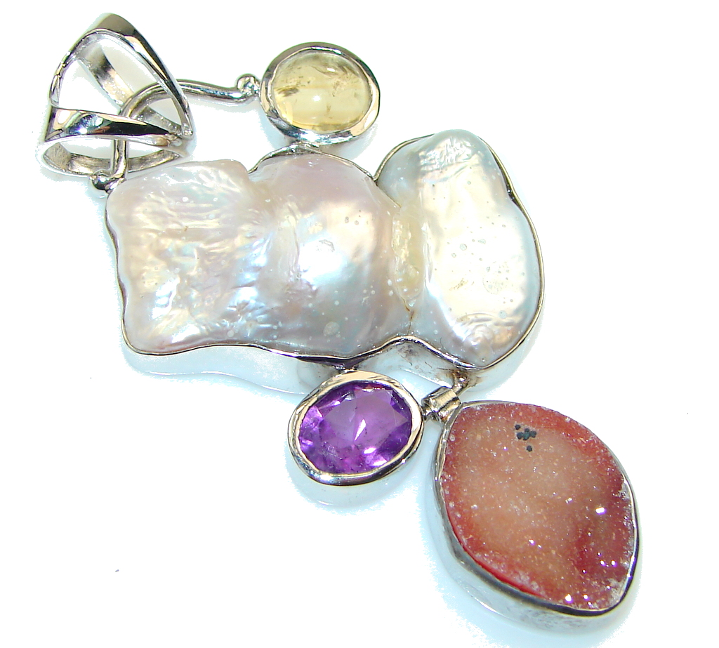 Amazing AAA Mother Of Pearl Sterling Silver Pendant