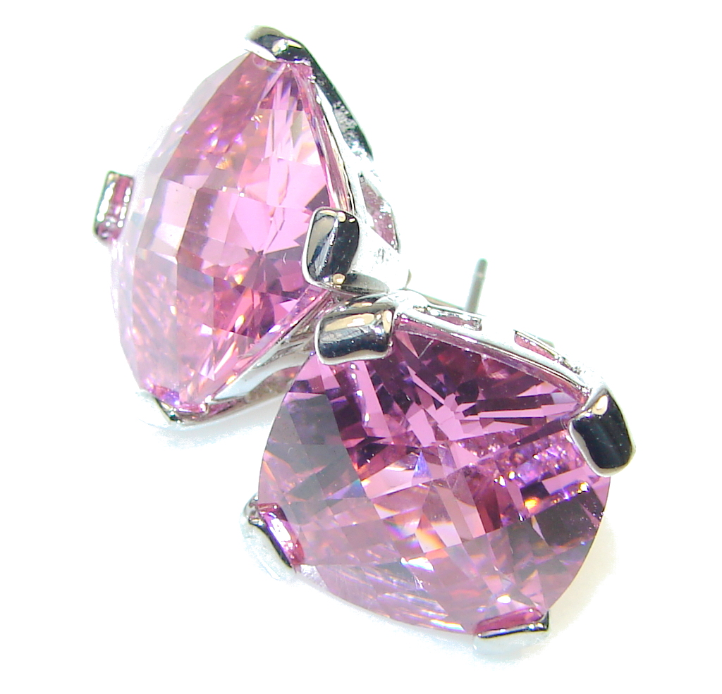 Secret!! Created Pink Sapphire Sterling Silver earrings