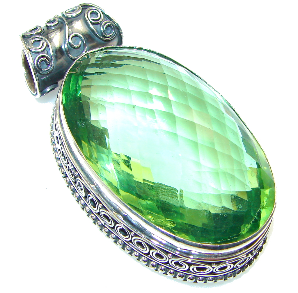 Awesome Green Quartz Sterling Silver Pendant