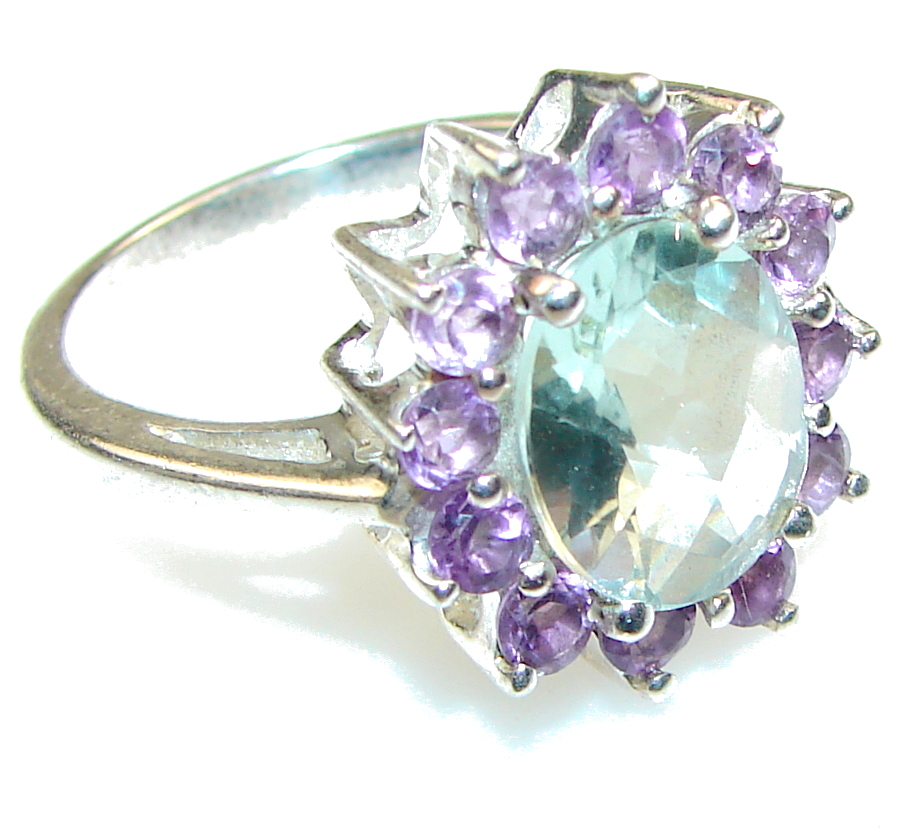 Amazing!! Light Green Amethyst Sterling Silver Ring s. 9