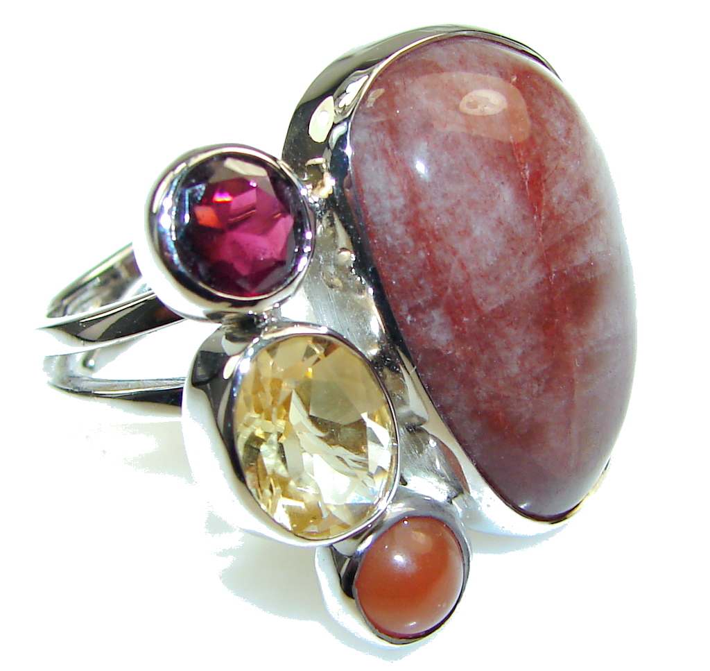Awesome Style Untreated Ruby Sterling Silver ring s. 8 - adjustable