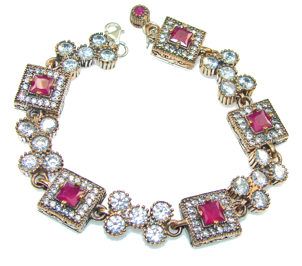 Exclusive!! Pink Ruby Sterling Silver Bracelet