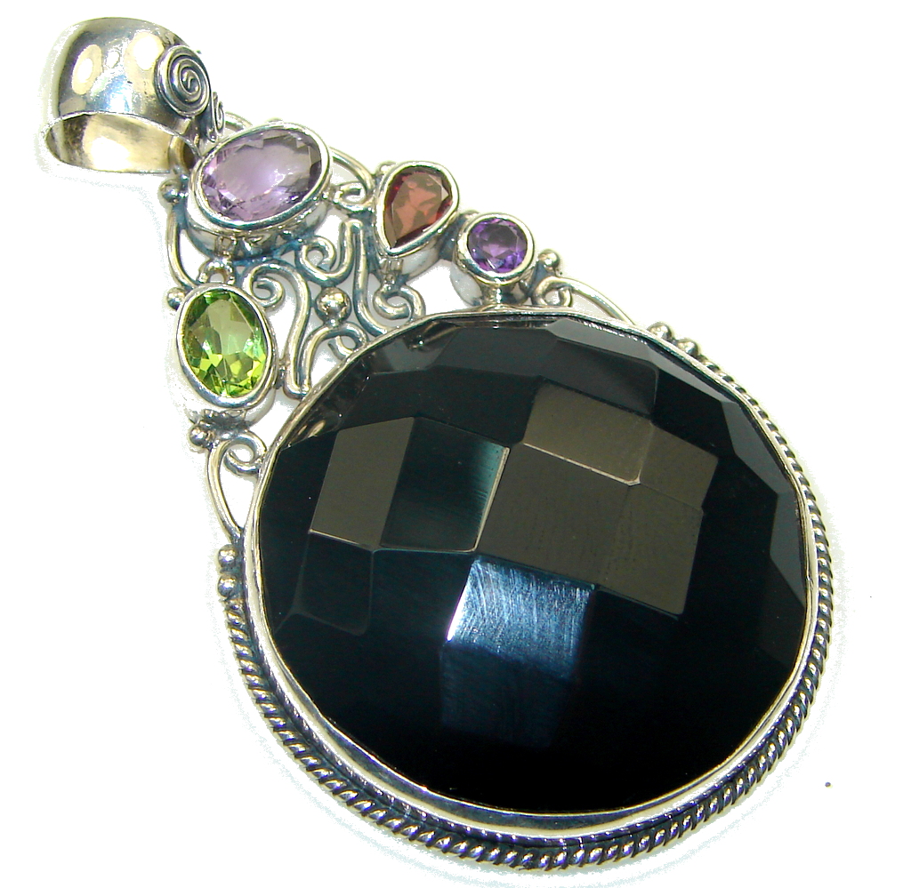 Amazing! Black Onyx Sterling Silver Pendant