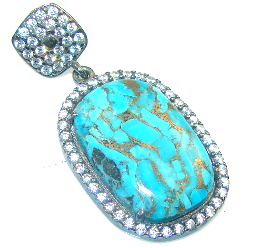 Perfect! Blue Copper Turquoise Sterling Silver Pendant