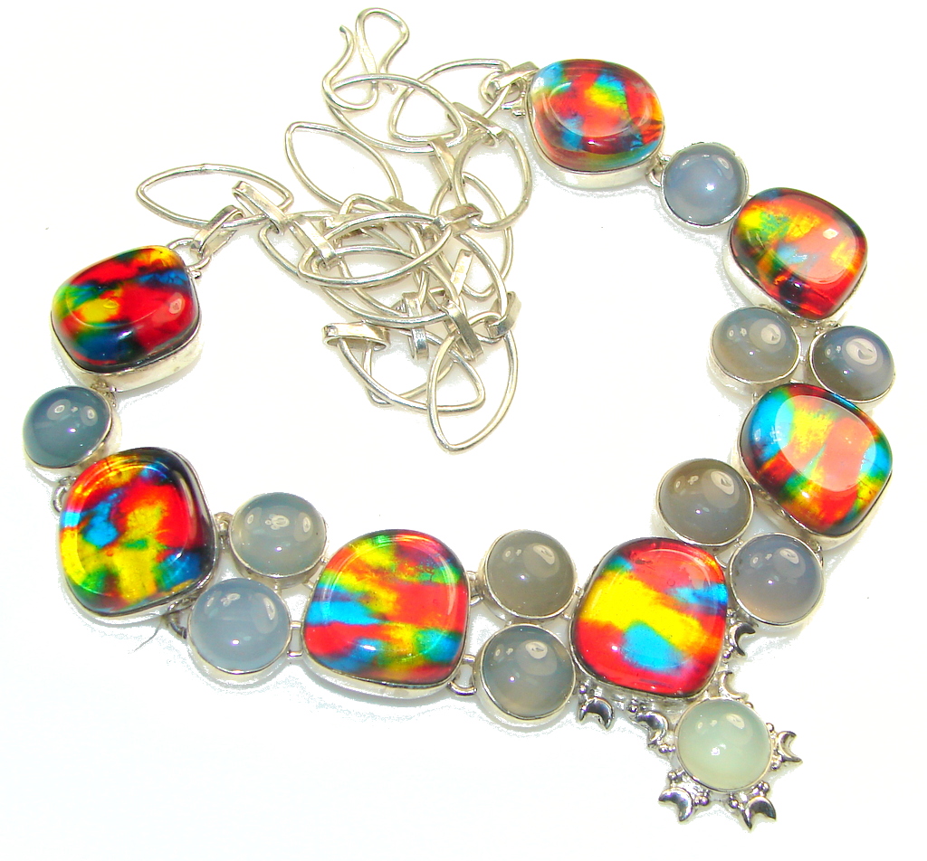 Ocean Melody!! Created Light Aquamarine Sterling Silver necklace