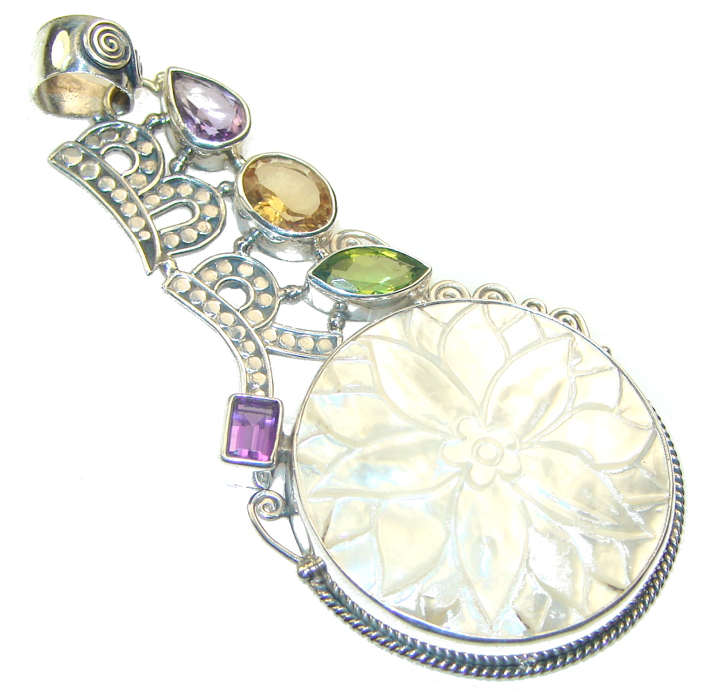 Big! Delicate Blister Pearl Sterling Silver pendant