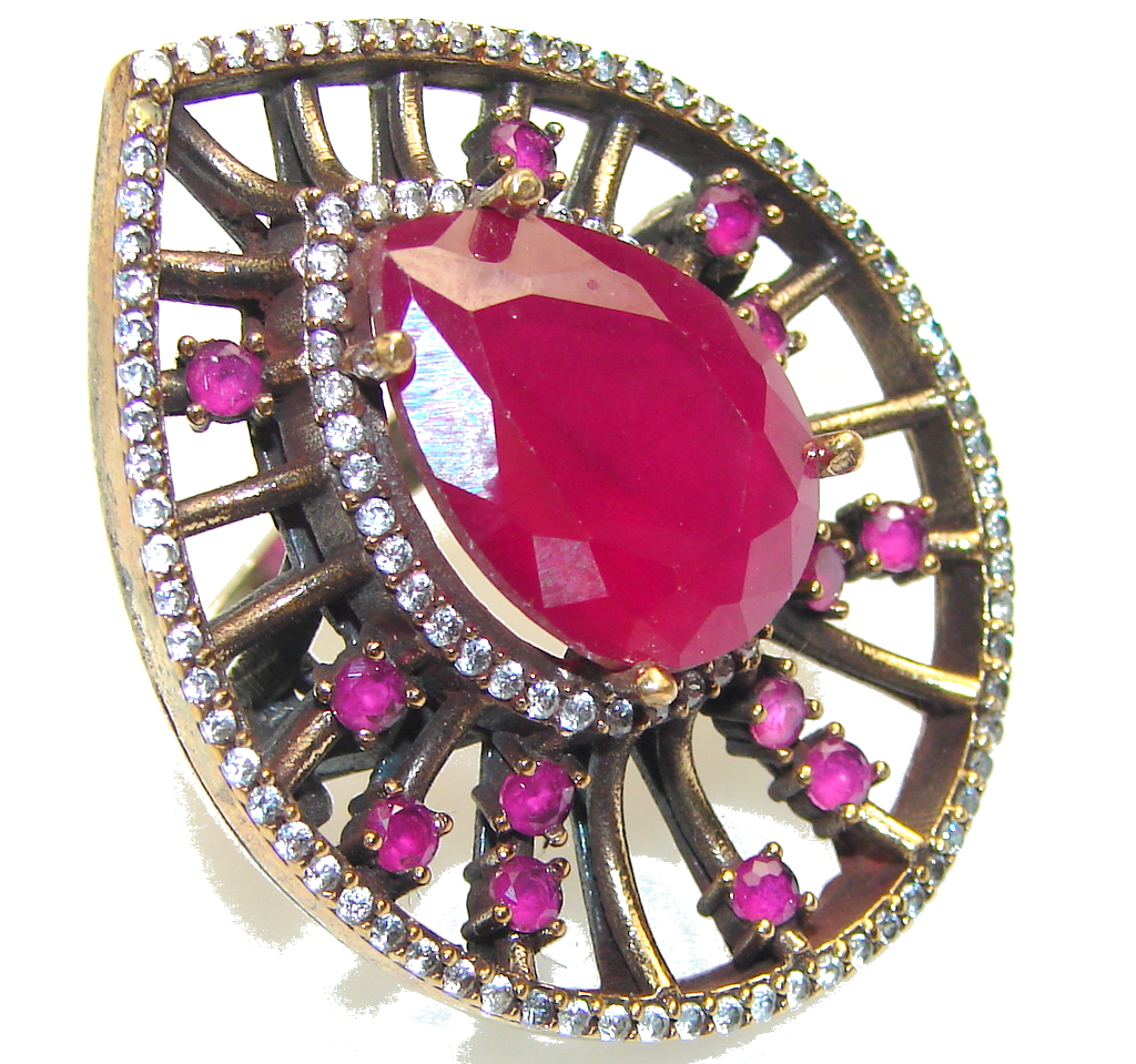Big! Fashion Pink Ruby Sterling Silver ring s. 8 1/4