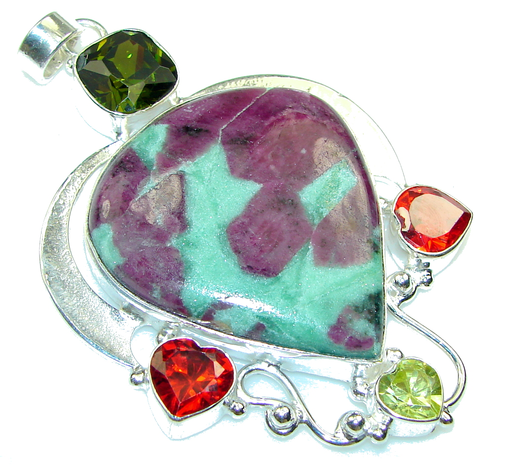 Big!! Fabulous! Ruby in Zoisite Sterling Silver Pendant