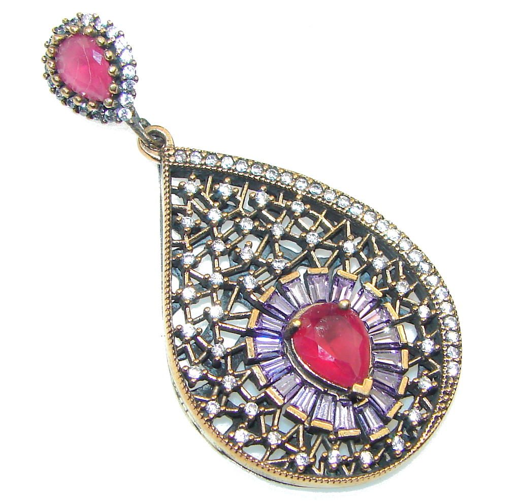 Delicate Design!! Pink Ruby Sterling Silver Pendant