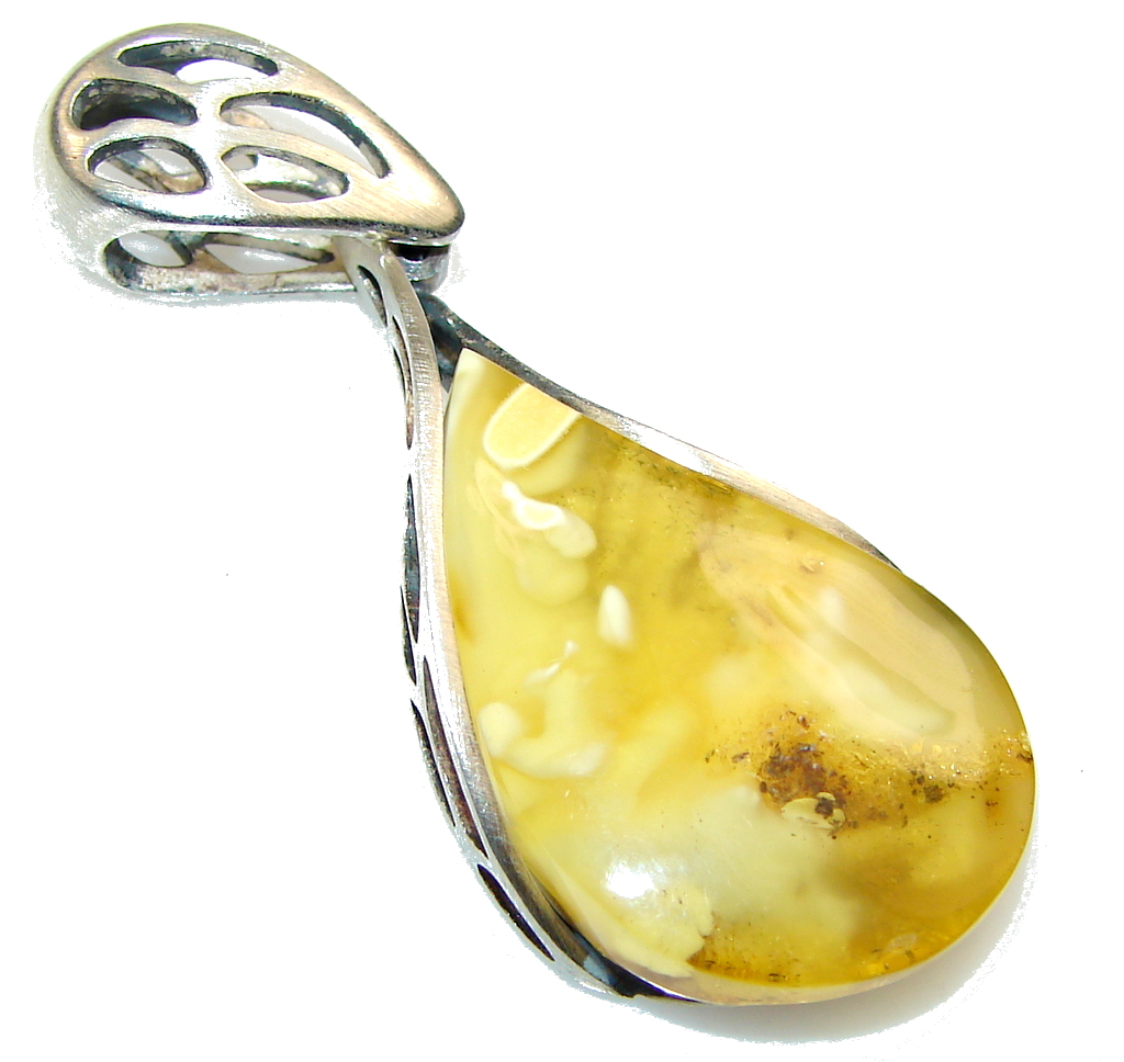 Amazing!! Polish Amber Sterling Silver Pendant