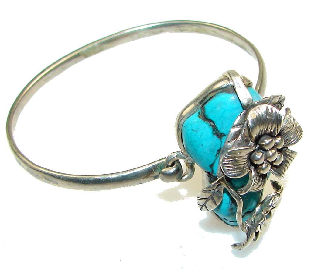 Precious! Blue Turquoise Sterling Silver Bracelet
