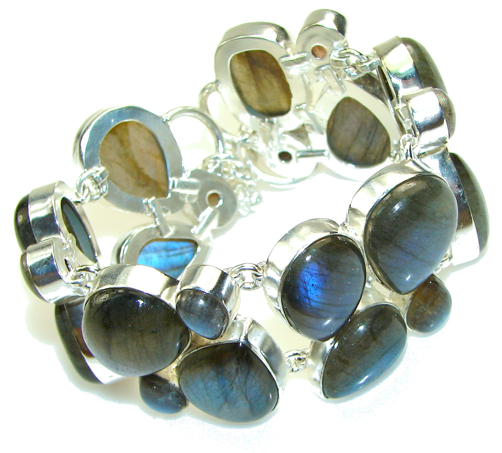 Exclusive Blue Fire Labradorite Sterling Silver Bracelet